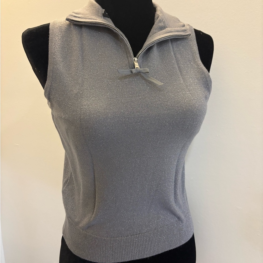 White House Black Market Silver Zip-Up Hoodie NWT